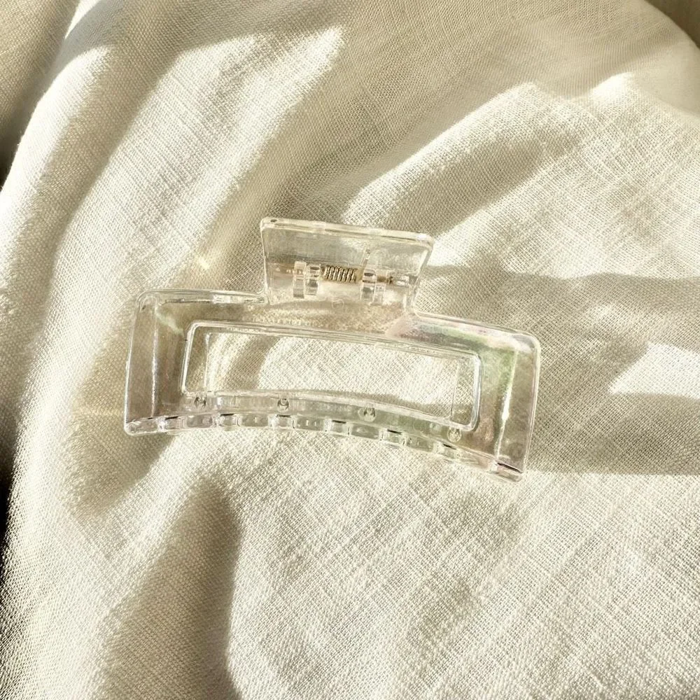 Iridescent rectangular style hair claw
